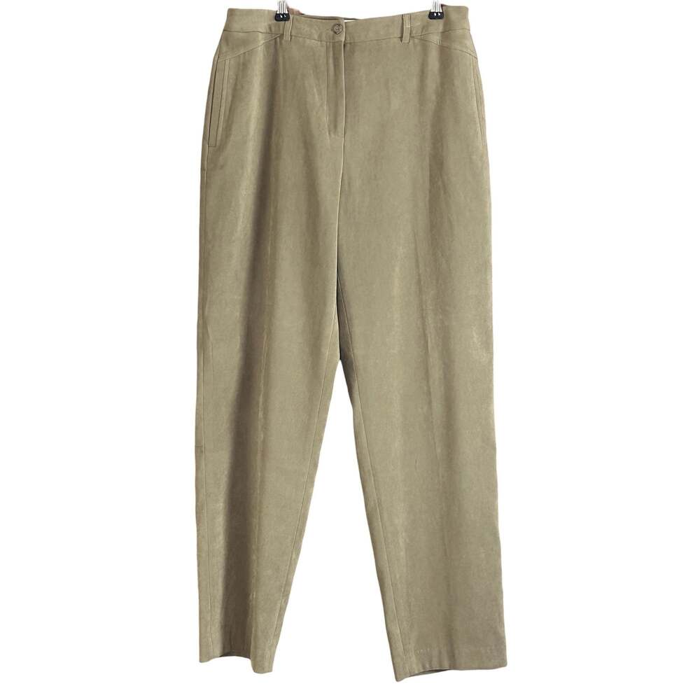Talbots Peached Stretch Trousers Women Size 10 Sage Tan Velvety Officewear Pants